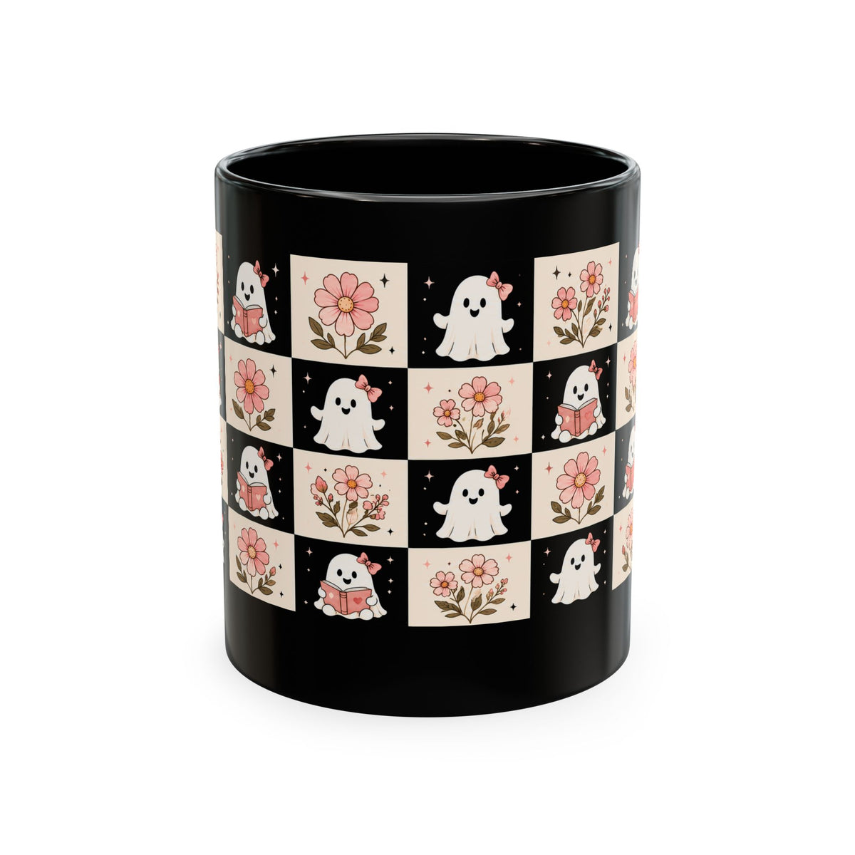Cute Ghosts and Flowers Mug | Ceramic Coffee Cup