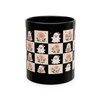 Cute Ghosts and Flowers Mug | Ceramic Coffee Cup