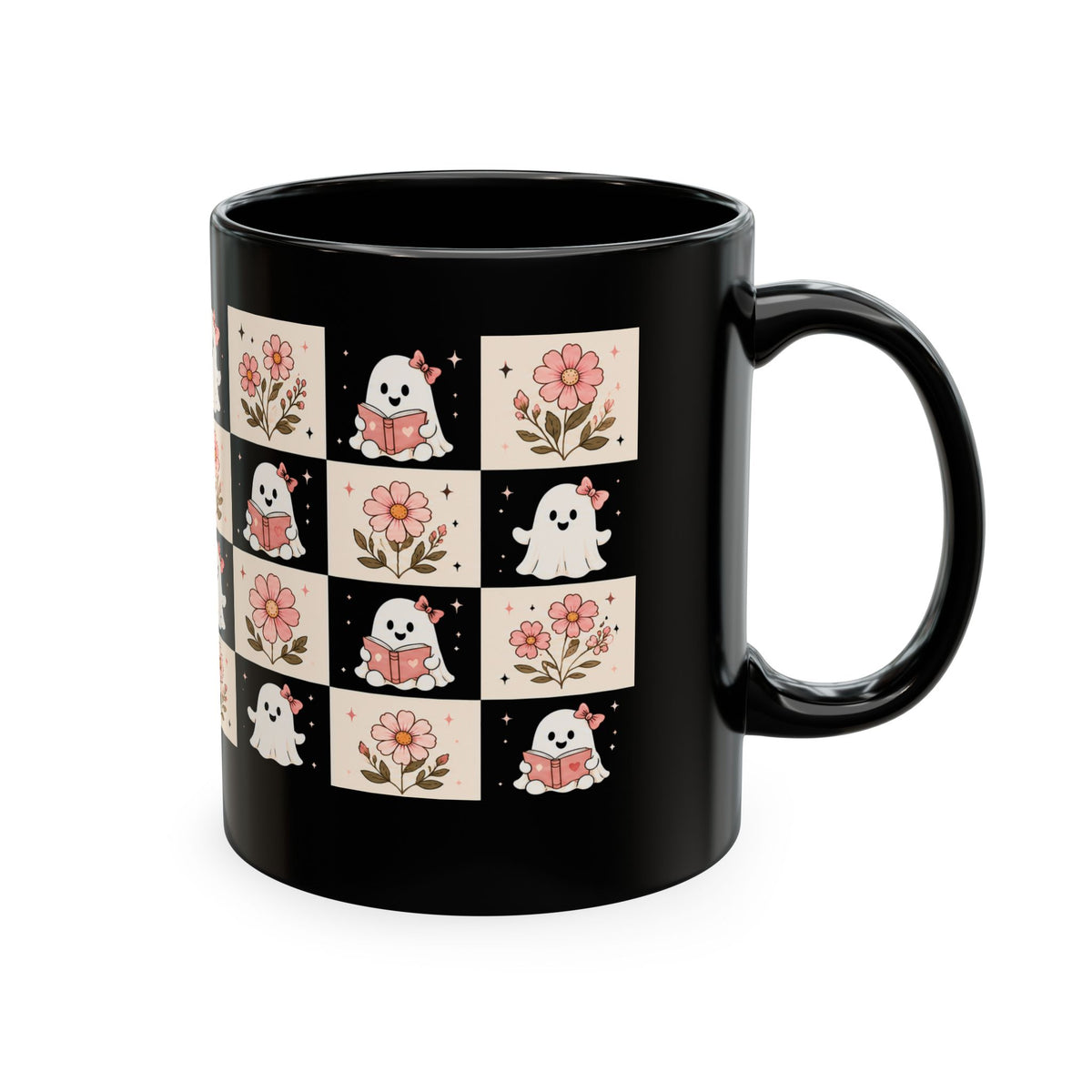 Cute Ghosts and Flowers Mug | Ceramic Coffee Cup