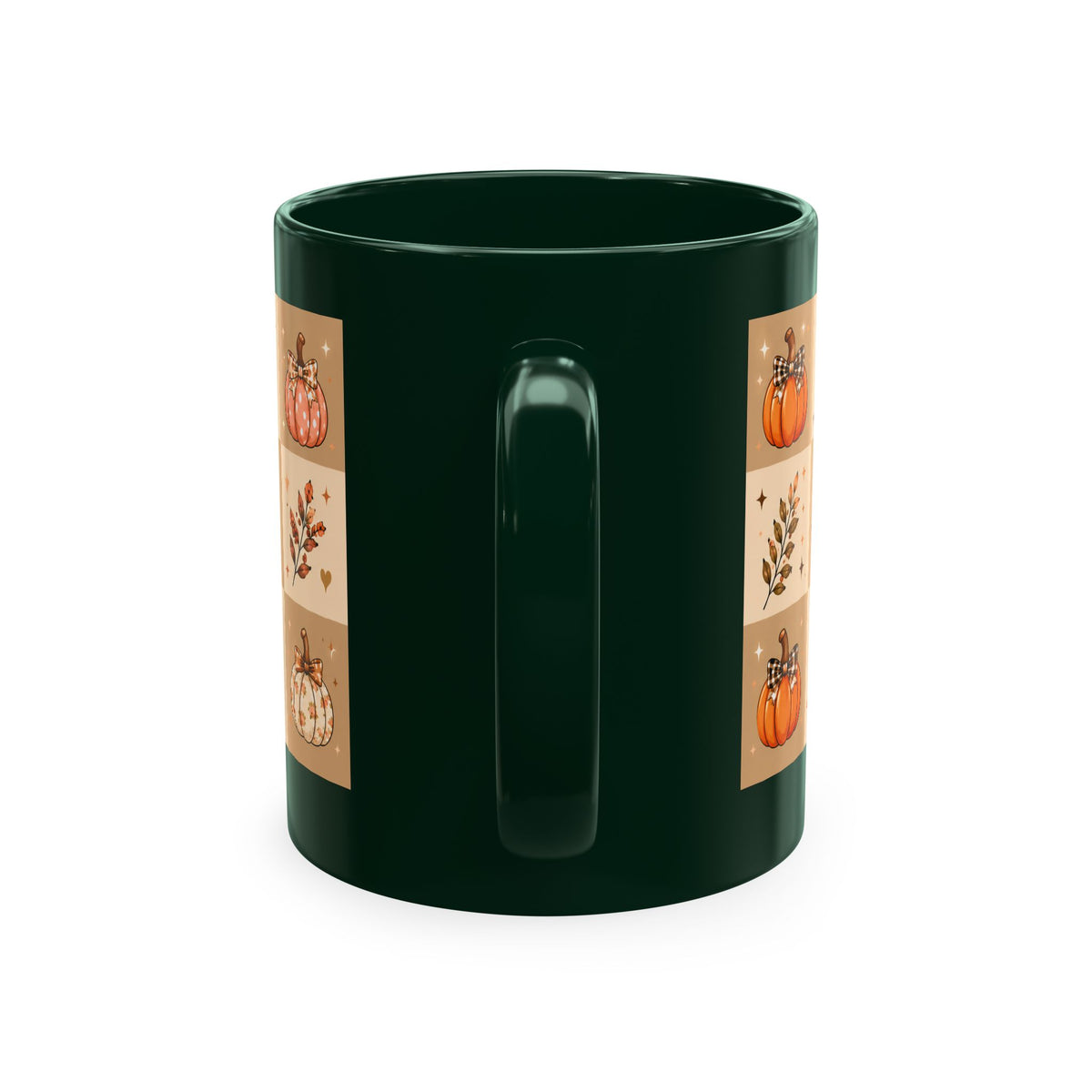 Autumn Patchwork Pumpkin Ceramic Mug — Fall Coffee Cup