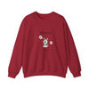 A red crewneck sweatshirt featuring a custom graphic of a husky dog with the name 'Charlie' and paw prints on the front, displayed against a solid white background.