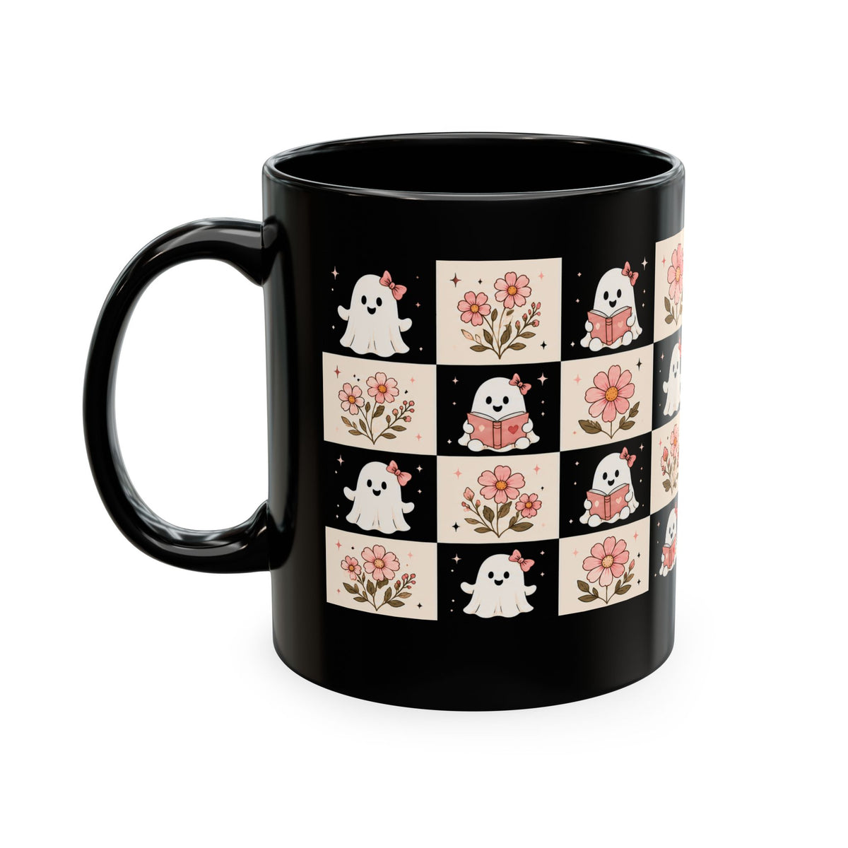 Cute Ghosts and Flowers Mug | Ceramic Coffee Cup