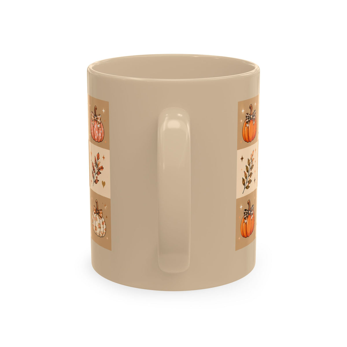 Autumn Patchwork Pumpkin Ceramic Mug — Fall Coffee Cup