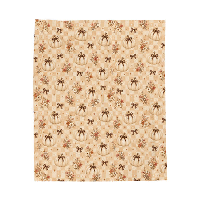 Cream Pumpkin Pattern Velveteen Plush Blanket | Rustic Fall Pumpkin Throw